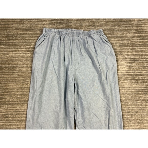 Classic Elements Pants Womens 18W Blue Capri Pull On Floral Embroidered Cotton - Picture 2 of 12